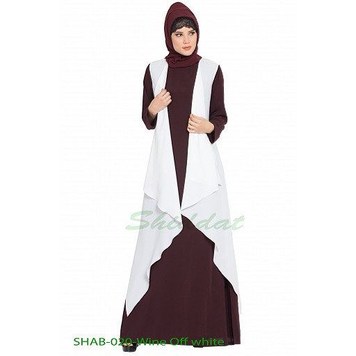 Shrug abaya- wine-off white